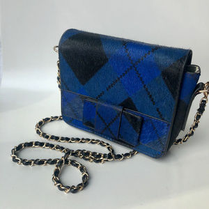 ESSENTIEL ANTWERP argyle blue cross-body purse